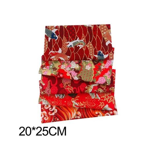 PS11039575 PAX de 5 Coupons de Tissu 100% COTON  20 x 25 cm Tissu Motifs Japonisant