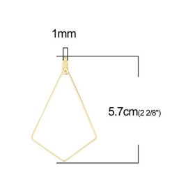 PS110254652 PAX 4 pendentifs Anneaux Connecteur Losange 57mm Acier Inoxydable 304 couleur Doré