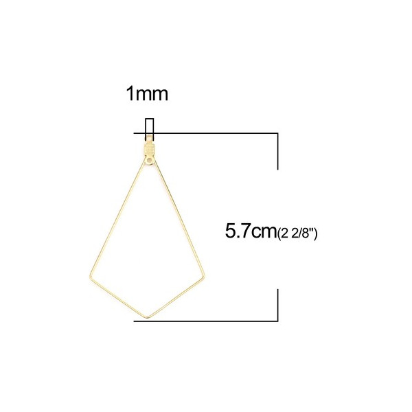 PS110254652 PAX 4 pendentifs Anneaux Connecteur Losange 57mm Acier Inoxydable 304 couleur Doré