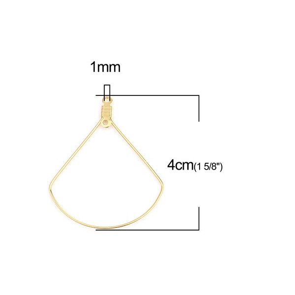 Pendentifs Anneaux Connecteur forme  Eventail 40mm Acier Inoxydable 304 couleur Doré