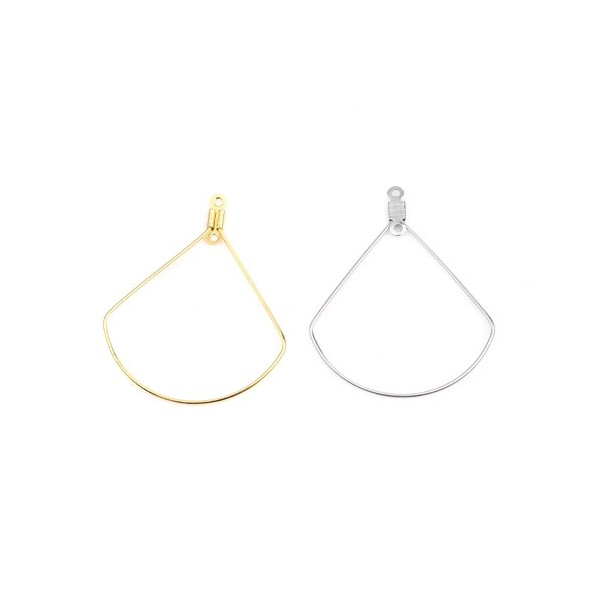 Pendentifs Anneaux Connecteur forme  Eventail 40mm Acier Inoxydable 304 couleur Doré