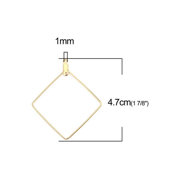 PS110254653 PAX 4 pendentifs Anneaux Connecteur forme Losange 47mm Acier Inoxydable 304 couleur Doré