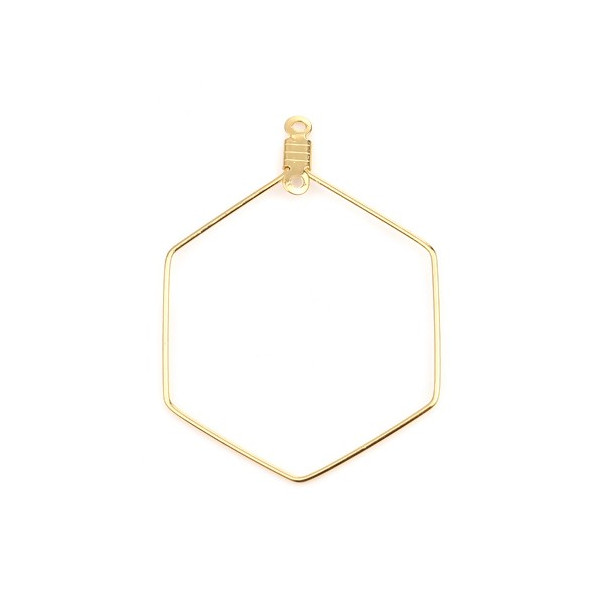 Pendentifs Anneaux Connecteur forme Hexagone 40mm Acier Inoxydable 304 couleur Doré