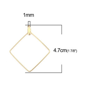 Pendentifs Anneaux Connecteur forme Hexagone 40mm Acier Inoxydable 304 couleur Doré