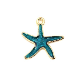 Pendentifs Émaillés Étoile de Mer Bleu 25mm – Métal Doré