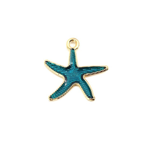 Pendentifs Émaillés Étoile de Mer Bleu 25mm – Métal Doré