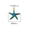 Pendentifs Émaillés Étoile de Mer Bleu 25mm – Métal Doré
