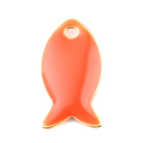 Poisson Orange style emaillé 14 mm metal couleur Doré