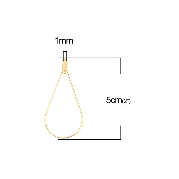 Pendentifs Anneaux Connecteur Goutte 50mm – Acier Inoxydable 304 Doré