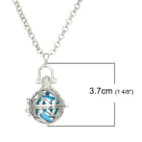 PS1177466 PAX 1 Sautoir 80.5cm Cage Bola Feuille, Corail pour Perle  Bola de GROSSESSE 16mm cuivre coloris Argent Platine