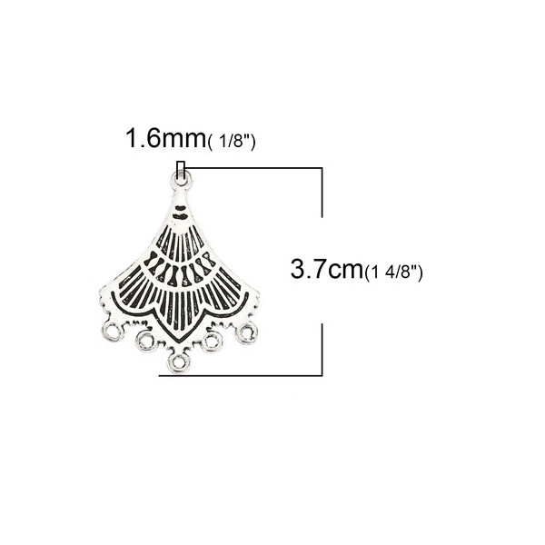 Multiconnecteurs Chandeliers ETHNIQUE Éventail 37mm métal coloris Argent Antique