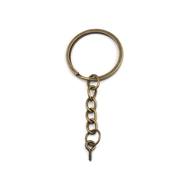 Porte Cles, Porte Clefs 27mm metal couleur Bronze Avec Chaine