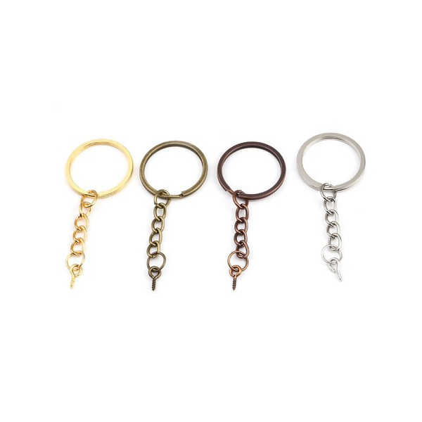 Porte Cles, Porte Clefs 27mm metal couleur Bronze Avec Chaine