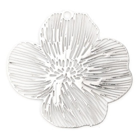PS11708871 PAX 10 Estampes filigrane Fleur de 21mm cuivre coloris Argent Platine