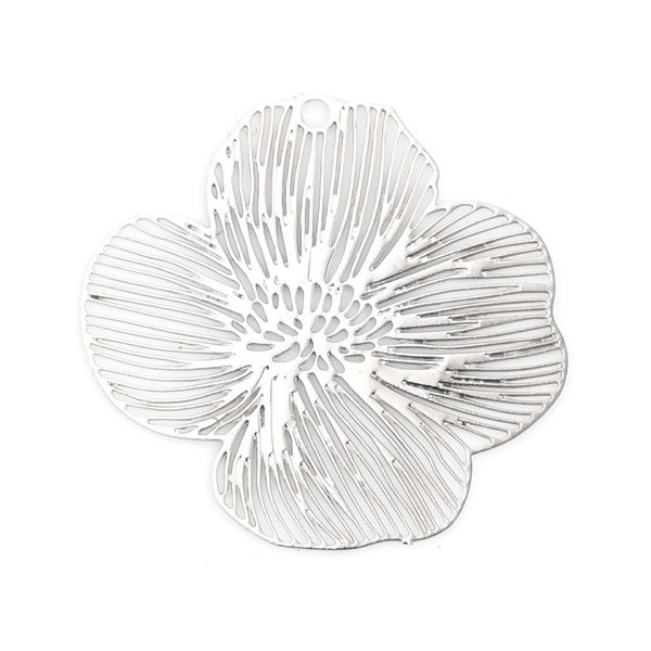 Estampes Filigrane Fleur 21mm Cuivre Argent Platine