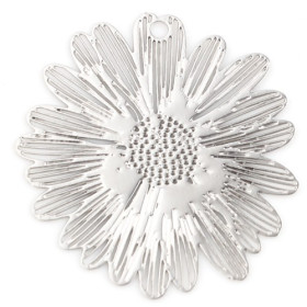 PS11708871 PAX 10 Estampes filigrane Fleur de 21mm cuivre coloris Argent Platine