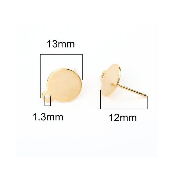 Supports de boucle d'oreille puce 10mm avec attache Acier Inoxydable couleur Doré