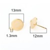 Supports de boucle d'oreille puce 10mm avec attache Acier Inoxydable couleur Doré