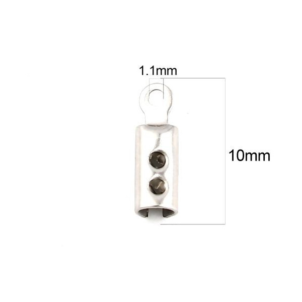 Embouts pour Cordon  304 ACIER INOXYDABLE 10 par 3mm coloris Argent
