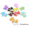 10 boutons en bois  multicolores Chien à pois ref H1129 
