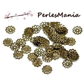PAX:1000 coupelles coquille calottes Fleurs 8mm metal couleur BRONZE S115827