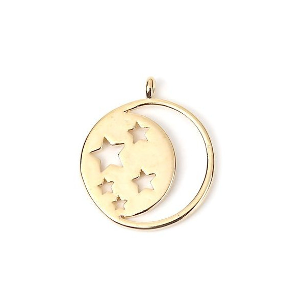 PS110107075 PAX 2 Pendentifs Etoile, Galaxie18 par 15 mm GOLD FILLED 14K pour bijoux raffinés