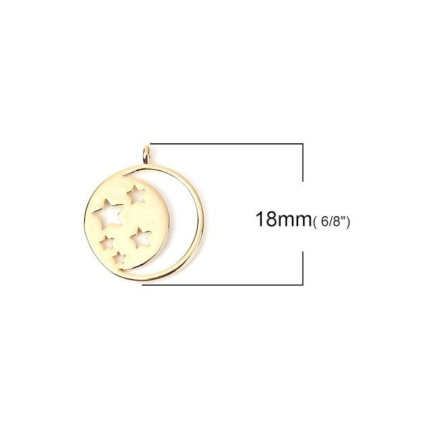 PS110107075 PAX 2 Pendentifs Etoile, Galaxie18 par 15 mm GOLD FILLED 14K pour bijoux raffinés