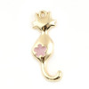 Pendentifs Chat 25x10 mm – Métal Doré & Résine Émaillée Rose