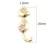 Pendentifs Chat 25x10 mm – Métal Doré & Résine Émaillée Rose