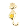 Pendentifs Chat 25 par 10mm métal doré emaillé Jaune