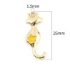PS11699621 PAX 5 Pendentifs Chat 25 par 10mm métal doré emaillé Jaune