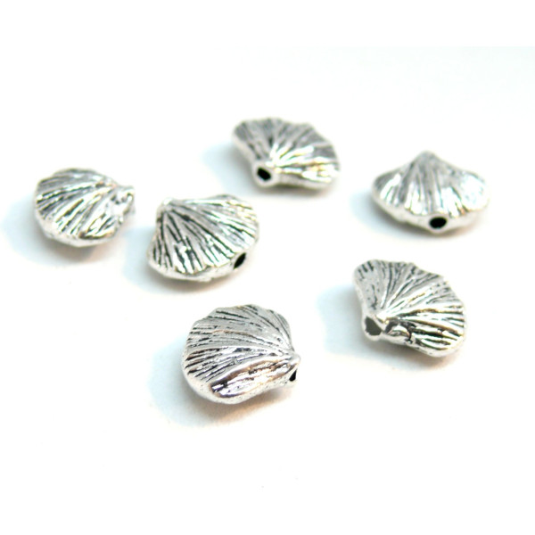 Perles intercalaires Coquille Saint Jacques – Métal Argent Antique
