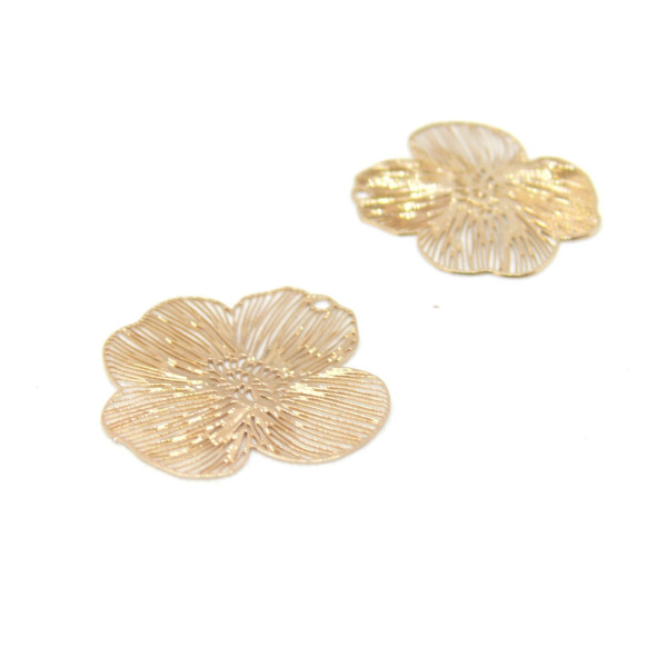 Estampes filigrane Fleur de 21mm cuivre coloris Doré