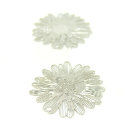 Estampes Filigrane Fleur 21mm Cuivre Argent Platine