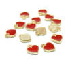PS110096485 PAX 20 Pendentifs émaillés Rouge Coeur 8mm sur métal Doré