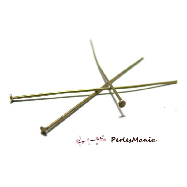 Tiges Tetes Plates 50mm x 0.7 metal couleur BRONZE