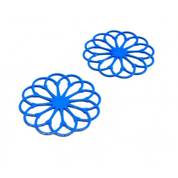 Estampes pendentif filigrane Mandala Bleu Electrique 28mm
