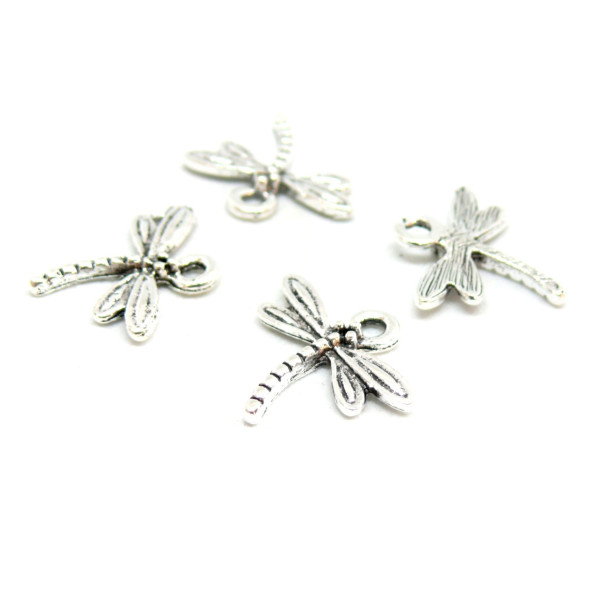 Pendentifs Libellule 19mm – Métal Argenté Antique
