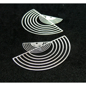 AE116412 Lot de 2 Estampes pendentif filigrane Demi cercle double 45mm coloris Argent Vif