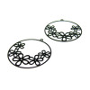 Estampes pendentif filigrane Fleurs dans Cercle 32mm coloris Noir
