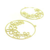 Estampes pendentif filigrane Fleurs dans Cercle 32mm coloris Doré