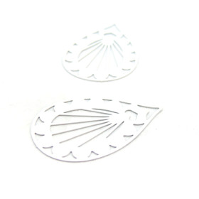AE116673 Lot de 4 Estampes pendentif filigrane Goutte Travaillée 33mm coloris Blanc