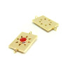 Connecteur émaillé, medaillon Rectangle 10 par 17mm, cuivre doré résine emaillé Rouge