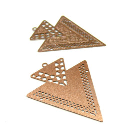 Estampes Pendentif Géométrique Double Triangle 40mm Marron Cuivré