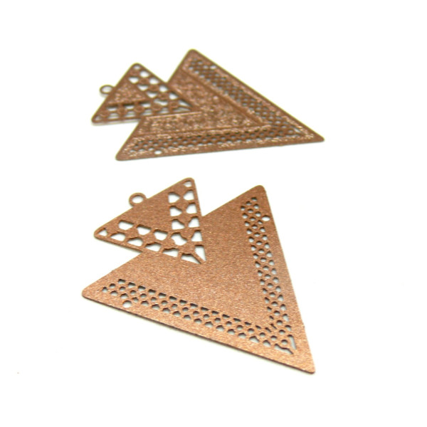 Estampes Pendentif Géométrique Double Triangle 40mm Marron Cuivré