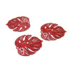 AE1111507 Lot de 4 Estampes pendentif connecteur filigrane Feuille Monstera 18mm coloris Rouge