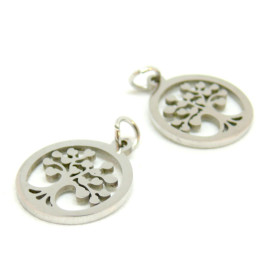 H1146JA3501 PAX 2 Pendentifs Pendentifs breloques Médaillon Arbre à Coeur 16mm en Acier Inoxydable 201 coloris Argent