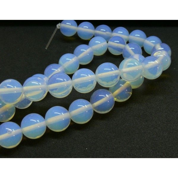 Lot de 10 perles style Opaline rondes 12mm