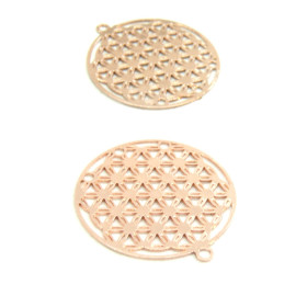 KJ118004  Lot de 4 Estampes pendentif filigrane Cercle 20mm coloris Or Rose