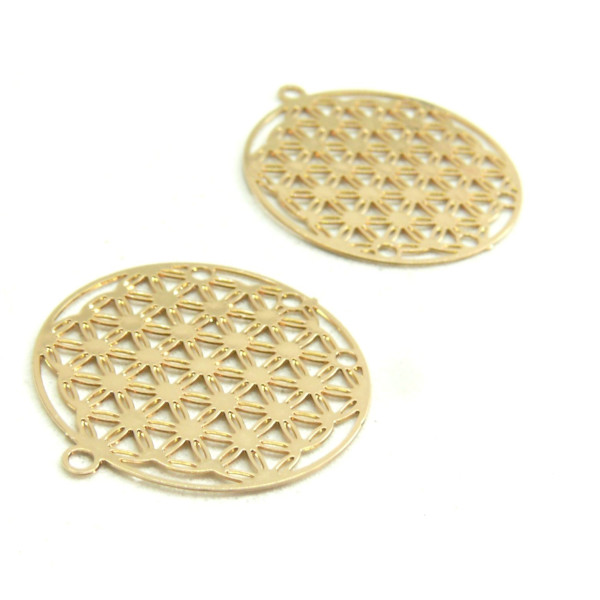 Estampes pendentif filigrane Cercle 20mm coloris Doré